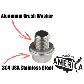 Oil Drain Plug fits Yamaha YFZ350 Banshee - 1987-2006 - Made in USA - Stainless Steel - Part Number 90340-14132-00