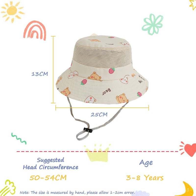 HEOXIN Baby Toddler Children's Fishing Hat, Unisex Animal Bear Print