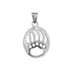 Fine Sterling Silver Cut-Out Bear Paw Charm Pendant Necklace, 16"