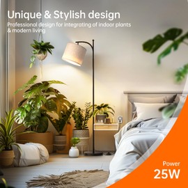 Bstrip Floor Grow Lights for Indoor Plants Full Spectrum, 3000K Tall Plant Light, 25W Led Grow Light with Stand Floor Lamp with Auto On/Off Timer Function, Angle Adjustable