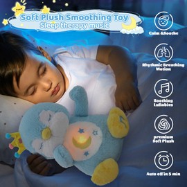 seOSTO Breathing Penguin Teddy Plush with Light and Breathing Musical Soothing Penguin for Baby Toys New Baby Gifts, Anxiety Teddy for Adults