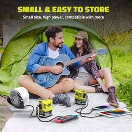 Power Inverter for Ryobi 18V Battery,2PCS Ecarke 200W Portable Power Supply Inverter,DC 18V to AC 110V~120V Battery Power Station with 2 USB&AC Battery Powered Outlet 2 USB-A & 1 Type-C