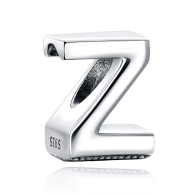 LaMenars 925 Silver Initial Letter Charms A-Z Alphabet Bead for Women Charm Pendant Bracelets & Necklaces Valentine's Day Mother's Day Birthday Christmas, Cubic Zirconia, Cubic Zirconia