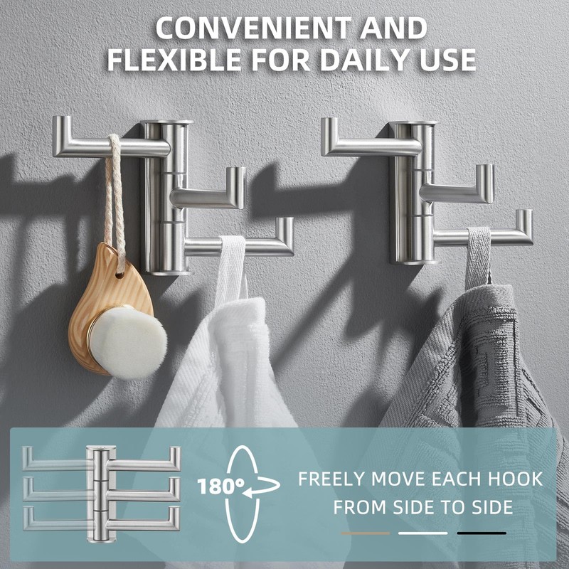 Angle Simple Swivel Towel Hooks, SUS 304 Stainless Steel Foldable