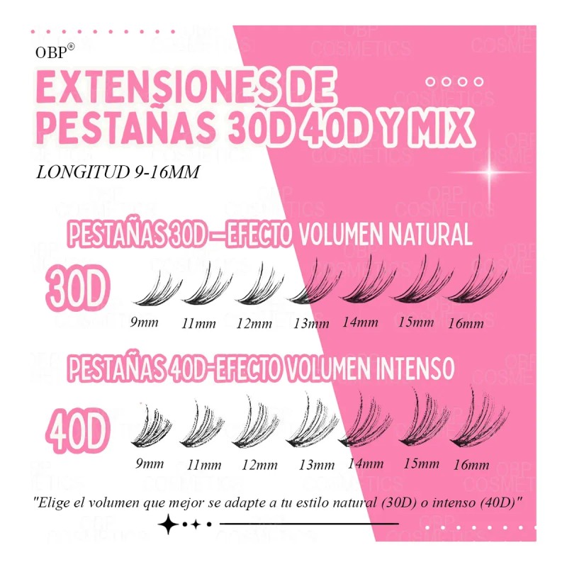 Obp Kit Completo Extensiones De Pestañas 30d 40d/9-16 Mm