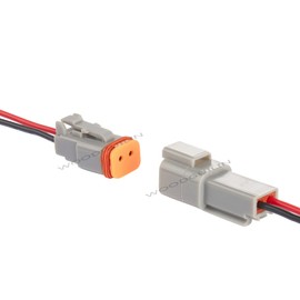 WOODGUILIN Deutsch DT 2 Pin Connector,2 Way DT Automotive Waterproof Electrical Connector Male Female Plug Wiring Harness,with 16 AWG Cable Wire,for Car,Truck,Boats,LED Work Light.（5 Pairs,2P DT Gray）