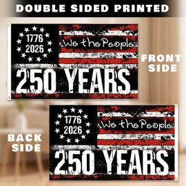 3 Ply USA Anniversary 250th Flag, 3x5 Ft Double Sided 250 Anniversary USA Flag with Brass Grommets, for Outdoor, Front Door, Porch, Wall (Style D)