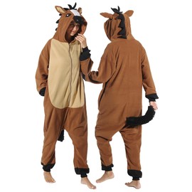 Adult Horse Onesie Pajamas Animal Cosplay Homewear Sleepwear Jumpsuit Costume for Women Men Girls Boys Teens