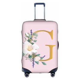 Flower Lette G Pink Luggage Cover Elastic Washable Stretch Suitcase Protector Anti-Scratch Travel Suitcase Cover for Kid and Adult S (18-21 inch suitcase)