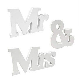 Honbay Mr & Mrs - Letreros de boda, decoración de mesa para accesorios de fotos, recepción de boda
