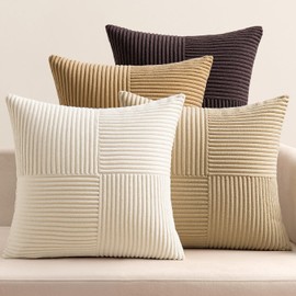 EMEMA Corduroy Cushion Cover, Set of 4, Patchwork Cushion Cover, 40 x 40 cm, Decorative Cushion Sofa Cushion, Corduroy Decorative Cushion for Sofa, Armchair, Home, Bedroom, Coffee Series