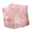 Luxury Princess 3 Side Openings Post Bed Curtain Canopy Netting