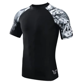 HUGE SPORTS Men's Short-Sleeved Splice Skins Rash Guard Shirt Swimming Shirt Rash Vest for Swimming Surfing, Jaguar