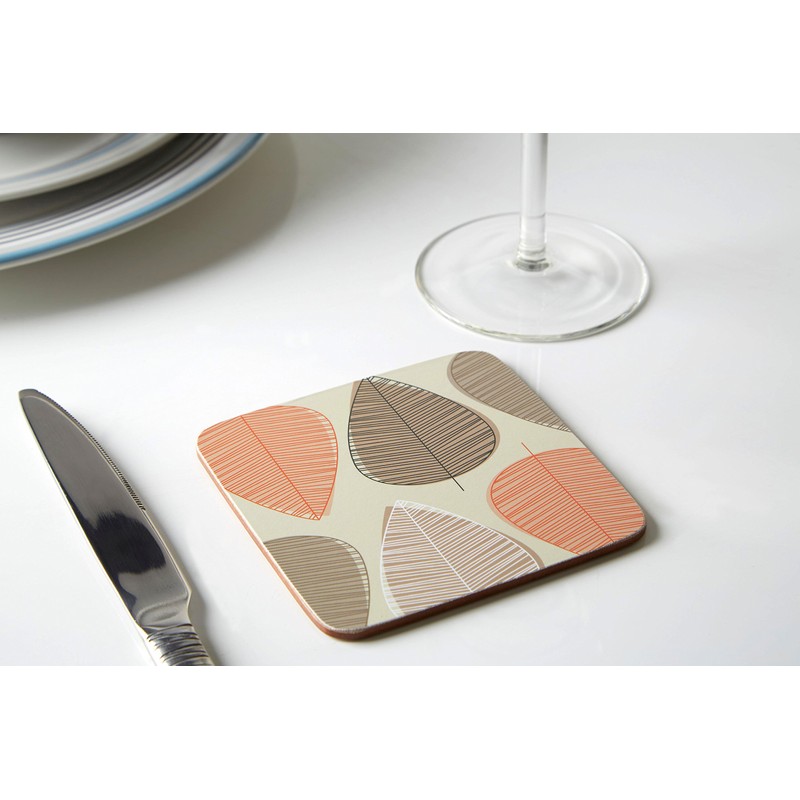 Premier Housewares 1203607 Orange Leaf Coasters - Set of 4,