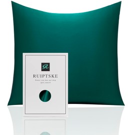 Silk Pillowcase 100% Silk 22 Momme OEKO-TEX® Certified, Benefits for Hair and Skin, Anti-Aging, Anti-Dust Mite (Dark Green, 60x60cm)