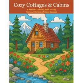 Cozy Cottages & Cabins Coloring Book: For All Ages Coloring Book| A Realistic Coloring Book of Tiny Homes, Cottages, Cabin Interiors & Nature Escapes.