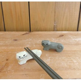Decore Corporation FIKA Cat Chopsticks Rest GY Size: Approx. W2.2 x D0.7 x H2.6 inches (5.5 x 1.8 x 2.6 cm) MG-86502