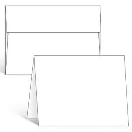 Ohuhu Blank White Cards and Envelopes 100 Pack, 4.25 x 5.5 Heavyweight Folded Cardstock and A2 Envelopes for DIY Greeting Card, Wedding, Birthday, Invitations, Thank You Cards & All Occasion