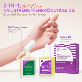 Gelike EC 2-in-1 Nail Rescue Kit: Apricot Nail Nail Growth Treatment & Pineapple Cuticle Oil (15ml) - Tropical Scented Nail Care - Strengthens & Brightens - Travel-Friendly Mini Size