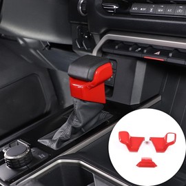 LLKUANG Car Gear Shifter Knob Head Trim Cover Compatible with Toyota Tundra Sequoia 2022 2023 Center Console Gear Shift Head Protection Cover Accessories (Red(Lower))