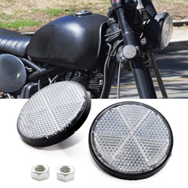 Frogsnout Reflector, Motorcycle, Round, Screw Type, Set of 2 x 3 Colors, Bicycle, Car, Small (White)