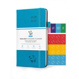 YihurKis Academic Pocket Diary 2026-2027, A6 Slim (15.5x9cm) - 17-Month Weekly & Monthly Planner (Aug 2026-Dec 2027), with Pen Holder, Leather Hard Cover, Blue