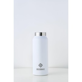 Japanese Genuine Imported REVOMAX Carbonated Vacuum Insulated Bottle, No Cap, 12 oz, 12 fl oz (355 ml), 18 Hours Hot for 18 Hours, Cold for 36 Hours (Matte White, Slim)