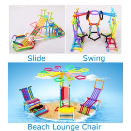 Construction Building Blocks Smart Bar Set Assembling 3D Puzzle Toys DIY Interlocking Sticks Kit Geometry Intelligent Learning Education Toys for Girls Boys Age 3 4 5 6 7 8, with Toy Storage Box