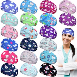 Canlierr 20 Pcs Dental Headbands Christmas Gift with Buttons Non Slip Cute Dental Doctor Nursing Assistant Accessories Nursing Sweat Wicking Soft Head Bands for Christmas Gifts Medical Healthcare Work