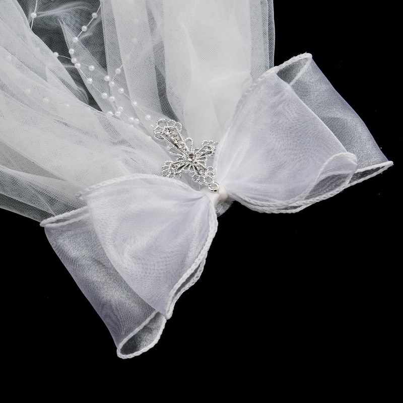 Merroyal First Communion Veil and Tiara Set, 24 inch White