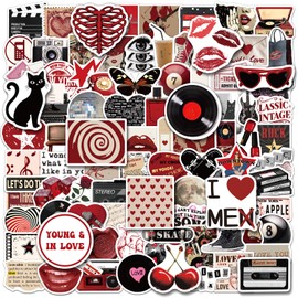 200PCS Downtown Girl Stickers Aesthetic, Trendy Stickers for Girls Teens Red and Black Downtown Girl Stickers Journal Laptop Urban Fashion Downtown Party Favor Room Decor
