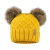 Arctic Paw Winter Cable Knit Fleece Lined Pom Pom Beanie