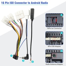 Jayubien 16Pin Radio Wire Harness Kit Replacement for 2012-Above Toyota Camry RAV4 Corolla Yaris Stereo Wiring Adapter with Butt Connector 28Pin SWC Antenna USB Cord