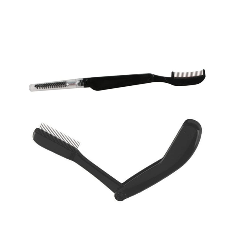 FOMIYES Stainless Steel Eyebrow Brush Comb Set Folding Design Grooming