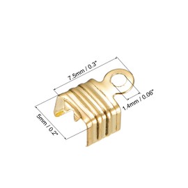 uxcell 200Pcs Fold Over Cord Ends, 5x7.5mm Terminators Crimp End Tips for Leather Ribbon Craft Making, Gold Tone