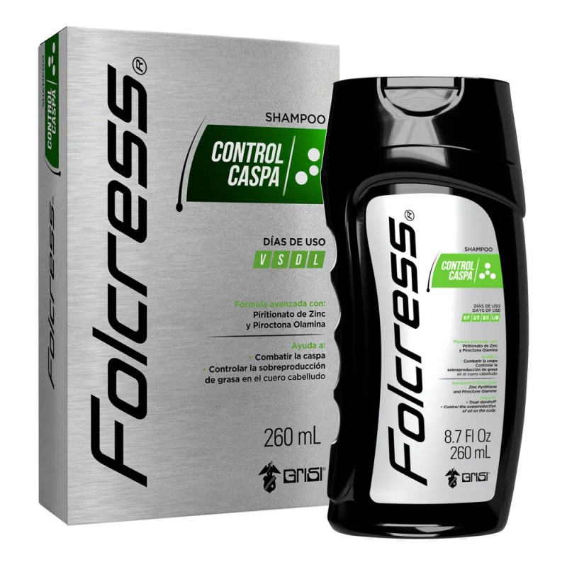 Folcress Shampoo Control Caspa para Hombre - Anticaspa, Ozonizado, Fórmula