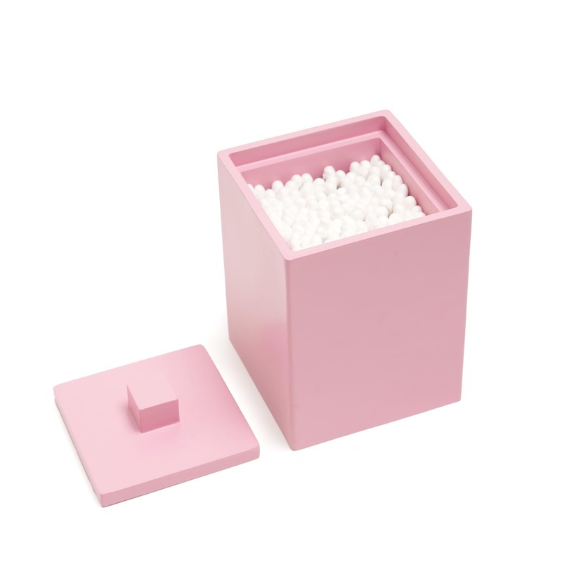 Joitsvia Bathroom Q Tip Holder with lid, Resin ,Square (Matte