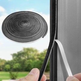 33 Ft Gray Self-Adhesive Foam Tape for Doors and Windows, Single Sided Brush Weather Stripping, 0.35" Wide X 0.2" Thick, Noise Blocker and Foam Insulation Tape