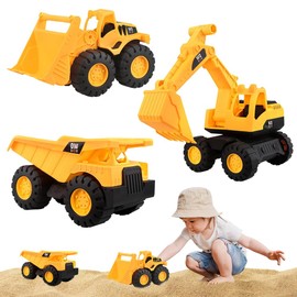 SKIKHN Digger Toy, 3 Pieces Sand Toy Digger Sandpit, Sandpit Toy, Mini Tractor Bulldozer Diecast Vehicle, Digger Vehicle Toy with Inertia, Gift for Children from 3 4 5 Years