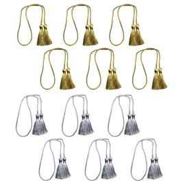 Felimoa Double Tassels Japanese Style Double Tassel String Decoration, Total Length Approx. 21.3 inches (54 cm), Total 12 Piece Set (Gold x Silver Gray)