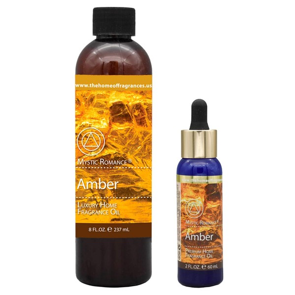 Amber 8oz and 2oz Fragrance Oil Set (Two Bottles, one with Dropper)