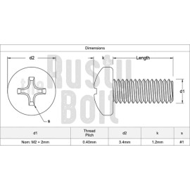 The Rusty Bolt Shop M2 x 5mm, Phillips Pan Head Screws, Steel, Nickel Plated - 5
