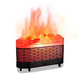 BiejiahWeiBie Himalayan Salt Lamp Essential Oil Diffuser, Humidifier 7-Color Flame Air Diffuser Humidifier, Therapy Diffuser Room Home Office Yoga Fragrance Diffuser 120ml (Black)