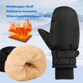 PONCEAU Mittens Children's Waterproof Gloves Ski Gloves Snow Gloves for 2-10 Years Girls Boys Winter Gloves PU Palm Windproof Warm Fleece Skiing Snowboard Riding Running