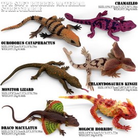 Realistic Squishy Lizard Toys - Fake Stretchy Rubber Reptiles for Pranks & Props, Party Decoration Figurines Set (6PCS)