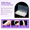 BXKM 550Pcs Long C Curved Square Nails Tips, Half Cover