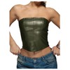 Verdusa Women's Leather Top Backless Tube Top Strapless Crop Corset