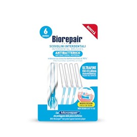 Biorepair, Scovolini Interdentali Ultrafine, Spazio Interdentale 0,60mm, Protezione Antibatterica Sempre Attiva, Facile da Usare, Con Microrepair, SCP, 1 Confezione da 6 Pezzi