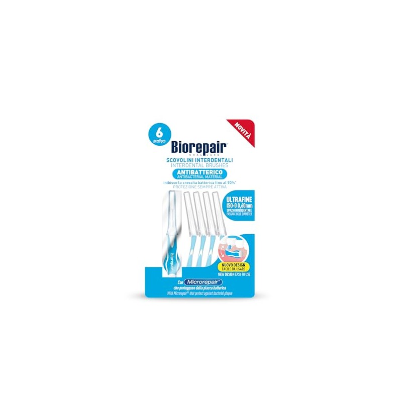 Biorepair, Scovolini Interdentali Ultrafine, Spazio Interdentale 0,60mm, Protezione Antibatterica Sempre
