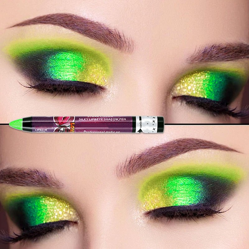 Green Shimmering Eyeshadow Stick, Bright Green Cream Eye Shadow, Metallic